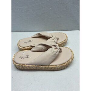 NEW Naked Feet Costa Platform flip flop Sandals beige Women's 8.5M